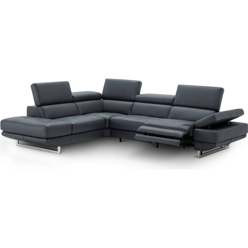 Annalaise Sectional Sofa with Left Facing Chaise in Blue Grey Leather